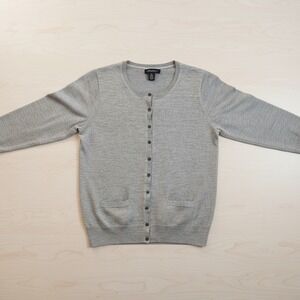 Banana Republic Cardigan Womens Gray Merino Wool Blend Button Front Classic XL